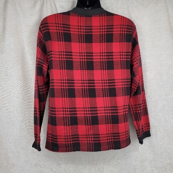 L.L. Bean Vintage Red Buffalo Plaid Crewneck Sweater Medium Cabincore Cotton - Picture 5 of 10